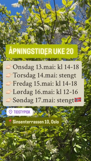 Åpent onsdag, fredag og lørdag denne uka. Velkommen!🤗