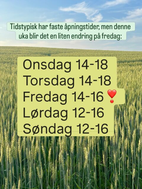 Vi sees onsdag til søndag! Merk at jeg stenger et par timer tidligere på fredag. Ellers åpningstider som vanlig🤗🌞🤗🌞🤗🌞